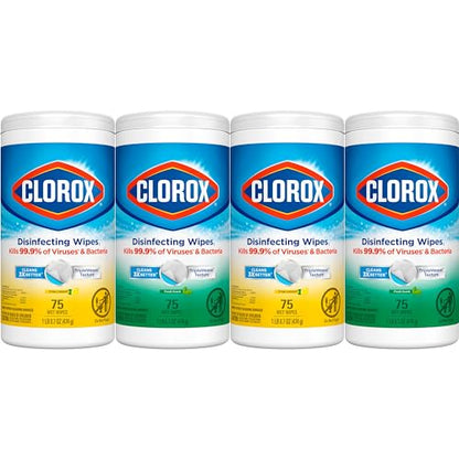 Clorox Disinfecting Wipes Value Pack, Bleach Free Cleaning Wipes, 75 Count Each, Pack of 2, Packaging May Vary