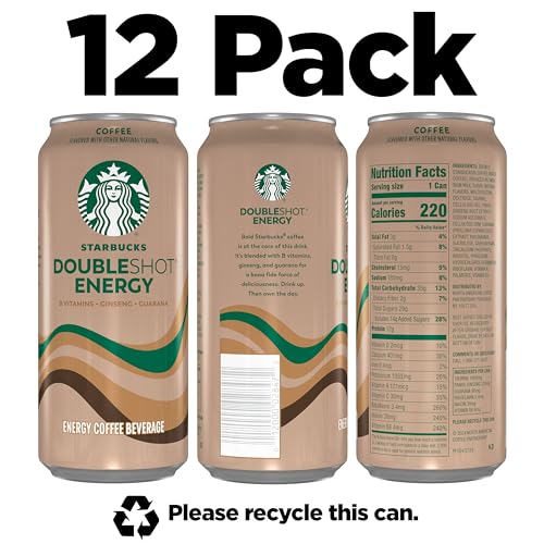 Starbucks Doubleshot Energy Drink Coffee Beverage, Vanilla, Iced Coffee, 15 fl oz Cans (12 Pack) (Packaging May Vary)