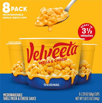 Velveeta Shells & Cheese Original Microwavable Macaroni and Cheese Cups (4 ct Pack, 2.39 oz Cups)