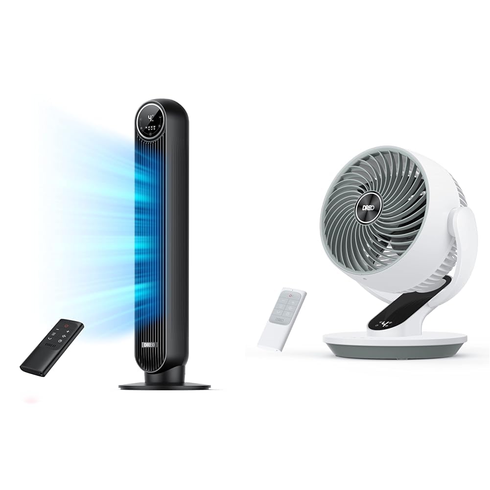 Dreo Tower Fan for Bedroom, 25ft/s Velocity Quiet Floor Fan, 90° Oscillating Fans for Indoors with 4 Speeds, 4 Modes, 8H Timer, Standing Fans, Bladeless Fan, Black, Nomad One (DR-HTF007)