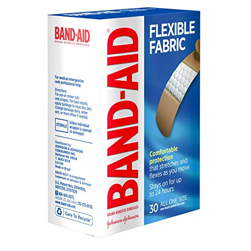 Band-Aid Brand Flexible Fabric Adhesive Bandages for Wound Care and First Aid, All One Size, 100 Count