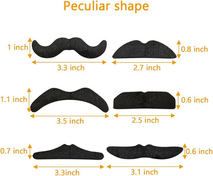 48Pcs Self Adhesive Fake Mustaches,Hairy Fake Facial Hair,Novelty False Mustache for Halloween,Party Supplies,Masquerade