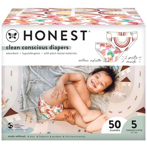 The Honest Company Clean Conscious Diapers | Plant-Based, Sustainable | Above It All + Pandas | Club Box, Size Newborn, 72 Count