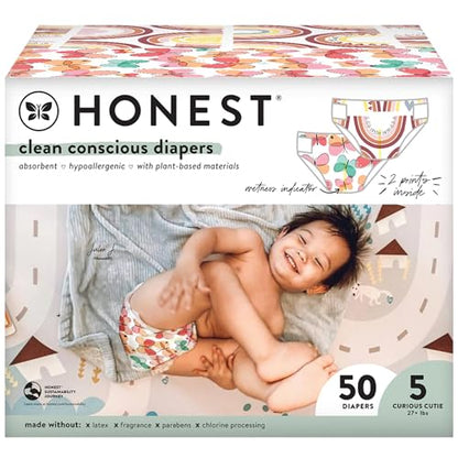 The Honest Company Clean Conscious Diapers | Plant-Based, Sustainable | Above It All + Pandas | Club Box, Size Newborn, 72 Count