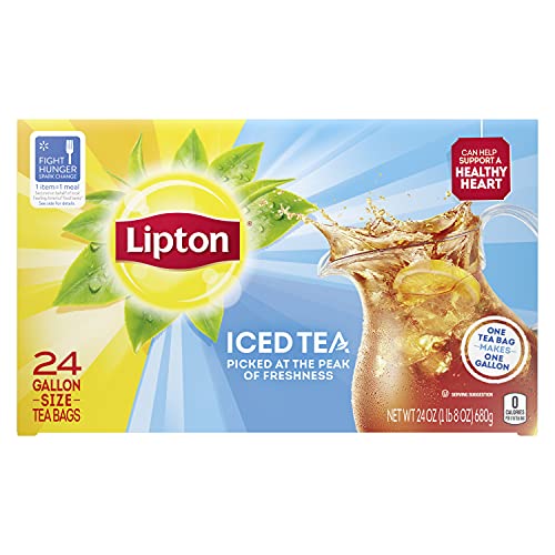 Lipton Unsweetened Iced Tea Bags, Family Size Tea Bags, 144 Total Tea Bags (24ct - Pack of 6)