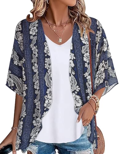 Womens Kimono Beach Cover Up Chiffon Cardigan Floral Tops Loose Capes