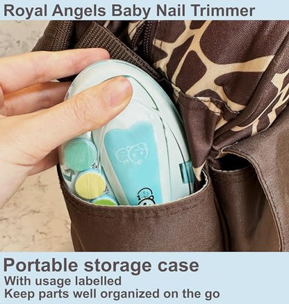 Royal Angels Baby Nail File 21 in 1, Safe Electric Baby Nail Buffer, Extra 13 Replacement Tools, Baby Nail Kit, Baby Nail Trimmer, Newborn Toddler Toes and Fingernails Clipper, Trim and Polish (Blue)