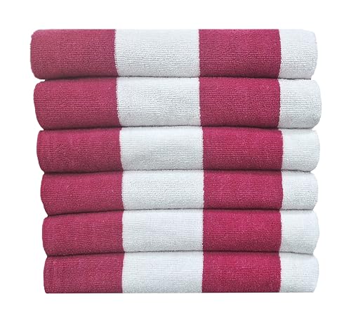 BolBom*S Cotton Beach Towels- Hammam Classic Pool Towel 30 x 60 Inches Oversized Soft Beach Towels for Adults - Luxury Beach Bath Towels - Summer Gifts Beach Accessories - Pack of 6