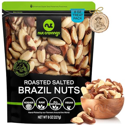 NUT CRAVINGS - Raw Brazil Nuts, Unsalted, No Shell, Whole, (16oz - 1 LB) Bulk Nuts Packed Fresh in Resealable Bag - Kosher Healthy Snack, Natural Keto Vegan -