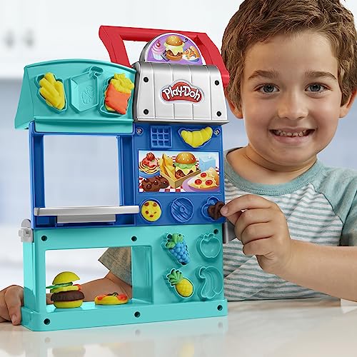 Play-Doh Kitchen Creations Busy Chef's Restaurant Playset, 2-Sided Play Kitchen Set, Preschool Cooking Toys, Kids Arts & Crafts, Ages 3+