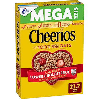 Cheerios Cereal, Limited Edition Happy Heart Shapes, Heart Healthy Cereal With Whole Grain Oats, Giant Size, 20 oz