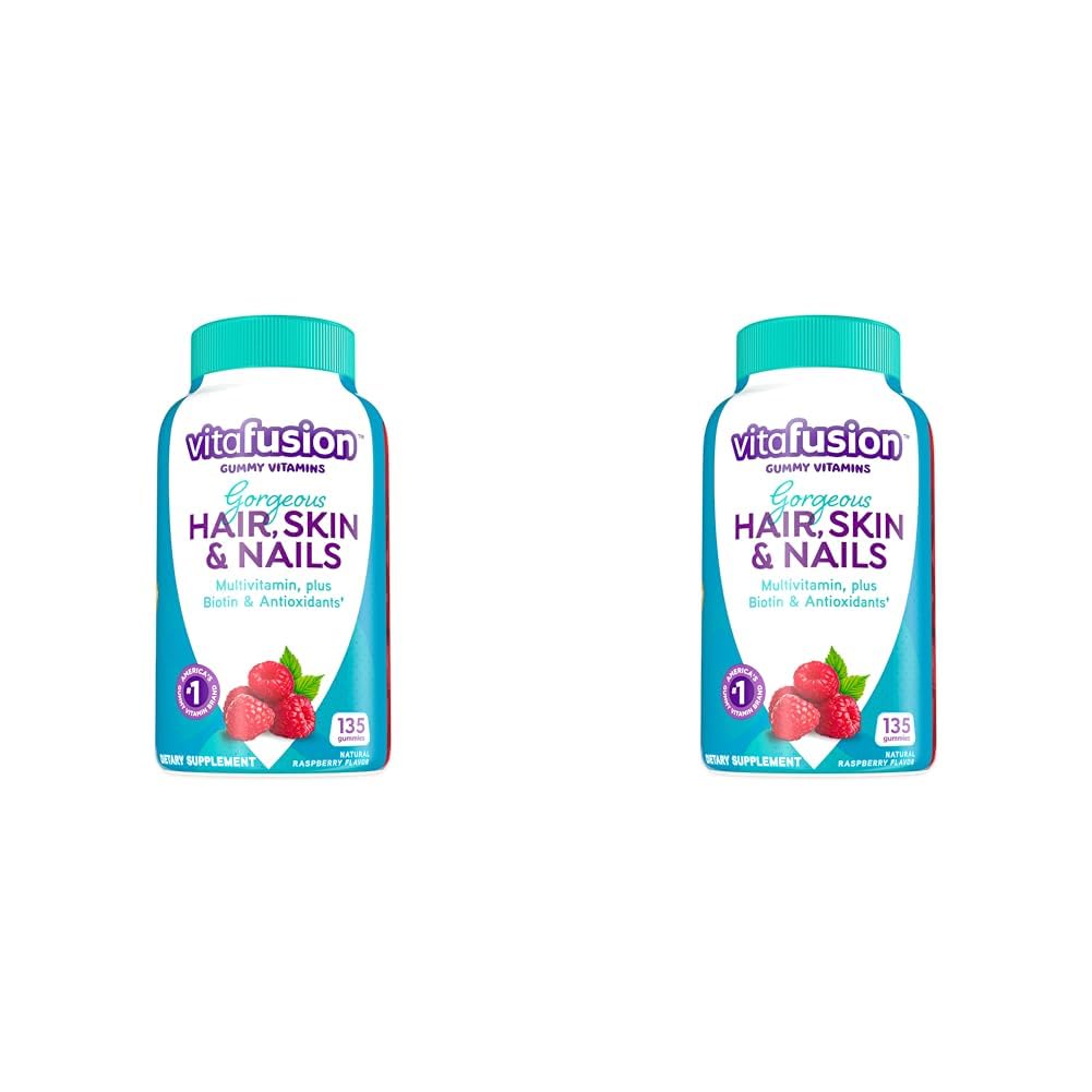 Vitafusion Gorgeous Hair, Skin Nails Multivitamin Gummy Vitamins, plus Biotin and Antioxidant vitamins CE, Raspberry Flavor, 100ct (33 day supply), from America’s Number One Gummy Vitamin Brand