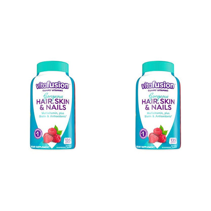 Vitafusion Gorgeous Hair, Skin Nails Multivitamin Gummy Vitamins, plus Biotin and Antioxidant vitamins CE, Raspberry Flavor, 100ct (33 day supply), from America’s Number One Gummy Vitamin Brand