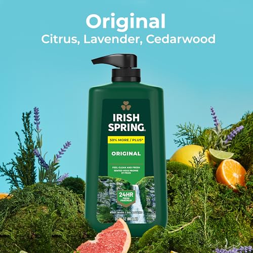 Irish Spring 5 in 1 Body Wash for Men, Men's Body Wash, Smell Fresh and Clean for 24 Hours, Conditions and Cleans Body, Face, and Hair, Made with Biodegradable Ingredients, 30 Oz Pump