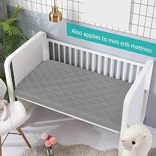 Crib Mattress Protector Sheets Fitted Waterproof Crib Mattress Pad Cover, Noiseless & Machine Wash 100% Absorbent Crib/Toddler Mattress Protector Sheet Quilted, White, 52" x 28"