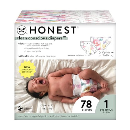 The Honest Company Clean Conscious Diapers | Plant-Based, Sustainable | Above It All + Pandas | Club Box, Size Newborn, 72 Count