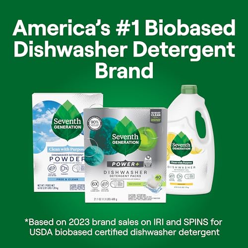 Seventh Generation Power Plus Dishwasher Detergent Packs Fresh Citrus scent Pack of 2 for sparkling dishes Dishwasher tabs 40 count