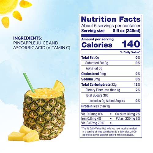 Dole 100% Juice, Pineapple, 46 Ounce Cans (Pack of 6)