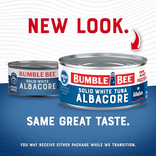 Bumble Bee Solid White Albacore Tuna in Water, 5 oz Can (Pack of 8) - Wild Caught Tuna - 29g Protein per Serving, High in Omega-3s - Non-GMO Project Verified, Gluten Free, Kosher