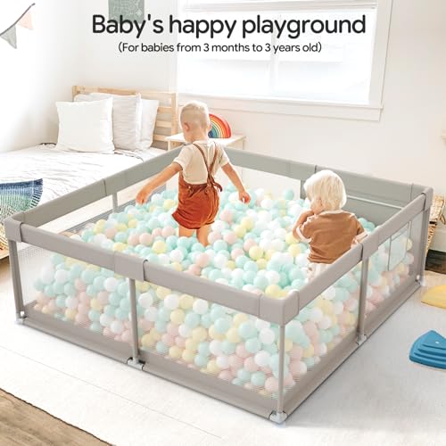 Fodoss Baby Playpen, Playpen for Babies & Toddlers, 47x47 Small Baby Play Pen,Toddler Playpen for Apartment,Play Yard for Baby,Baby Activity Play Fence, Extra Large Baby Playard