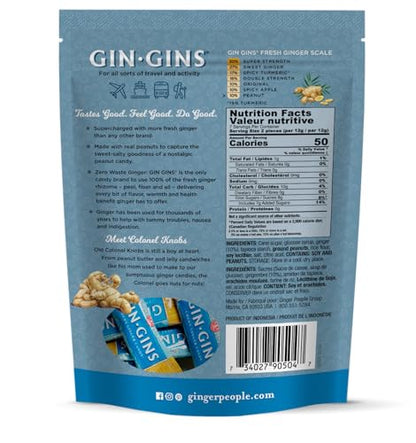 GIN GINS Original Ginger Chews by The Ginger People – Anti-Nausea and Digestion Aid, Individually Wrapped Healthy Candy – Original Flavor, 3 Oz Bag (Pack of 1)