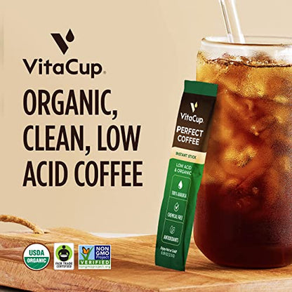 VitaCup Slim Instant Coffee Packets, with Garcinia, Fiber, B Vitamins, Bold & Smooth, Medium Dark Roast, 100% Arabica Coffee in Single Serve Sticks, 24 Ct