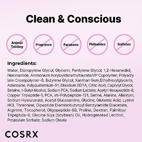 COSRX 6X Peptide Collagen Booster Toner Serum 150mL/5.07 Fl.Oz, Skin Renewal Boosting Facial Essence, Niacinamide & Hyaluronic Acid for All Skin Types, Korean Skincare, Paraben Free