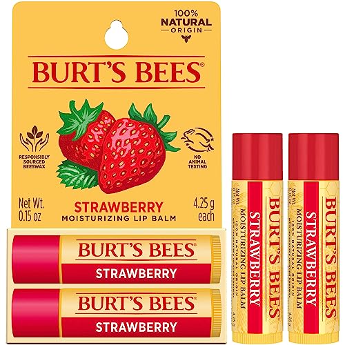 Burt's Bees Lip Balm - Pink Grapefruit, Mango, Coconut & Pear, and Pomegranate Pack, Lip Moisturizer With Beeswax, Tint-Free, Natural Origin Conditioning Lip Treatment, 4 Tubes, 0.15 oz.