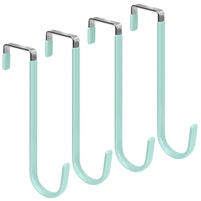 FYY Over the Door Hooks, 4 Pack Hangers Hooks with Rubber Prevent Scratches Heavy Duty Organizer for Living Room, Bathroom, Bedroom, Kitchen Hanging Clothes, Towels, Hats, Coats, Bags White