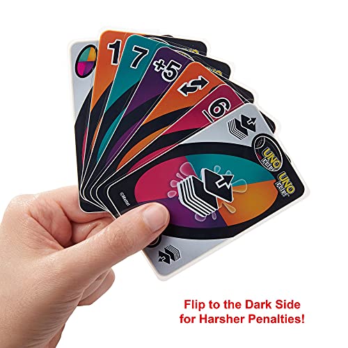 Mattel Games UNO Flip! Splash Card Game for Kids, Adults & Game Night with Water-Resistant Double-Sided Cards