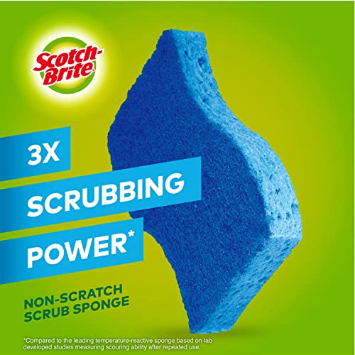 Scotch-Brite Zero Scratch Scrub Sponges, 6 Kitchen Sponges for Washing Dishes and Cleaning the Kitchen and Bath, Non-Scratch Sponge Safe for Non-Stick Cookware