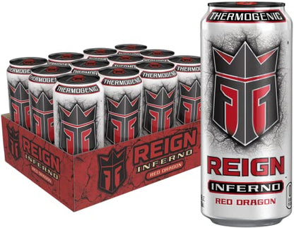 Reign Inferno Red Dragon, Thermogenic Fuel, Fitness and Performance Drink, 16 Fl Oz (Pack of 12)