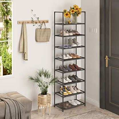 Z&L HOUSE 8 Tier Shoe Rack Narrow, Sturdy Shoe Rack Tall Store 16-20 Pairs of Shoes, Stackable Shoe Shelf for Closet Entryway to Increase The Use of Space