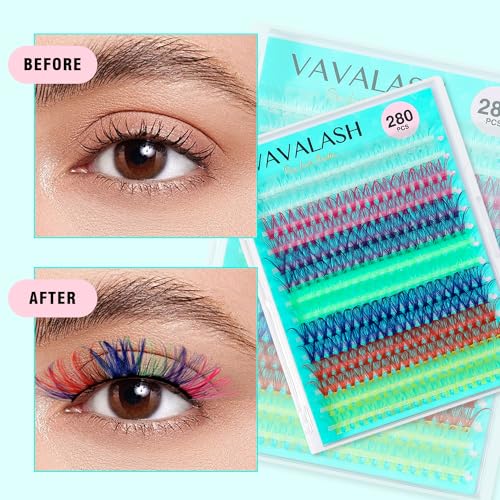 VAVALASH DIY Lash Extension Kit 280 Clusters Individual Lashes Kit 30D 40D 0.07D-10-16mm Lash Clusters, Lash Bond and Seal, Lash Tweezer for DIY Eyelash Extension at Home（Kit-30D+40D-0.07D-10-16MIX）