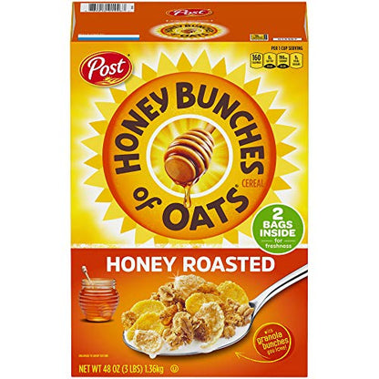 Honey Bunches of Oats with Strawberries Breakfast Cereal, Strawberry Cereal with Oats and Granola Clusters, 11 OZ Box