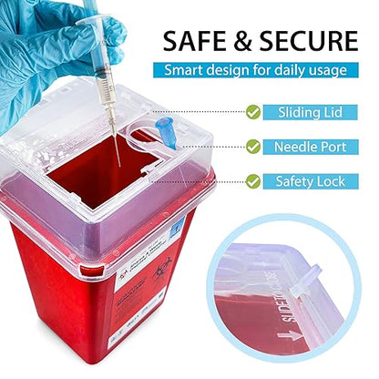 Sharps Container, Sharps Containers for Home Use, Needle Disposal Containers, Sharps Disposal Container, Biohazard Containers, Small Sharps Container - 1 Quart