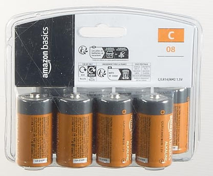 Amazon Basics 4-Pack C Cell Alkaline All-Purpose Batteries, 1.5 Volt, 5-Year Shelf Life