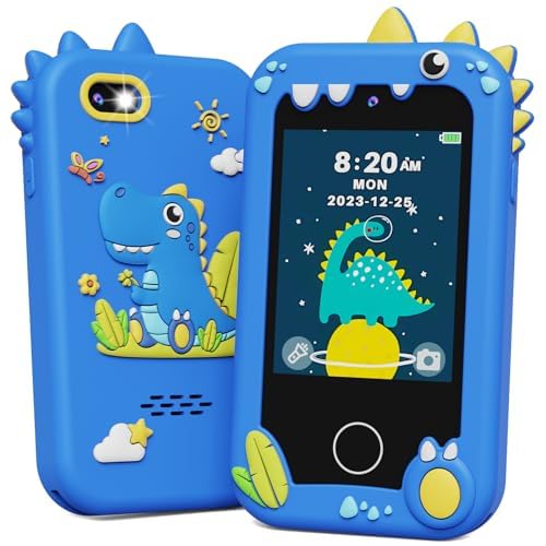 KOKODI Kids Smart Phone Toys, Touchscreen HD Dual Camera Cell Phone for Kids, Christmas Birthday Gifts Dinosaur Toddler Play Phone for Boys 3-10, Travel Toy Preschool Learning Toy for Kids