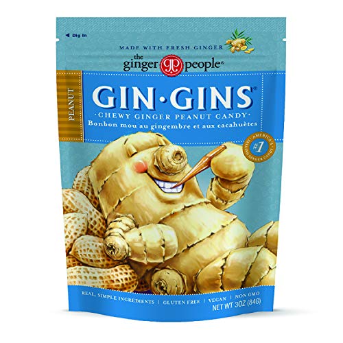 GIN GINS Original Ginger Chews by The Ginger People – Anti-Nausea and Digestion Aid, Individually Wrapped Healthy Candy – Original Flavor, 3 Oz Bag (Pack of 1)