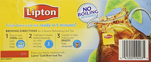 Lipton Unsweetened Iced Tea Bags, Family Size Tea Bags, 144 Total Tea Bags (24ct - Pack of 6)