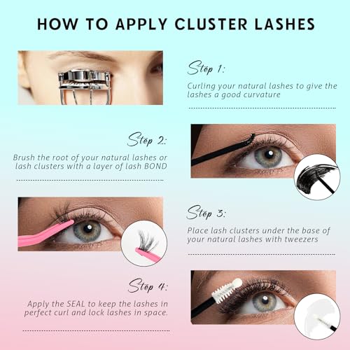 VAVALASH DIY Lash Extension Kit 280 Clusters Individual Lashes Kit 30D 40D 0.07D-10-16mm Lash Clusters, Lash Bond and Seal, Lash Tweezer for DIY Eyelash Extension at Home（Kit-30D+40D-0.07D-10-16MIX）