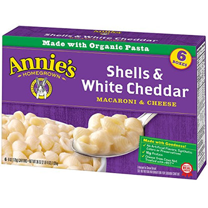 Annie's White Cheddar Shells Macaroni and Cheese with Organic Pasta, 6 oz (Pack of 12)