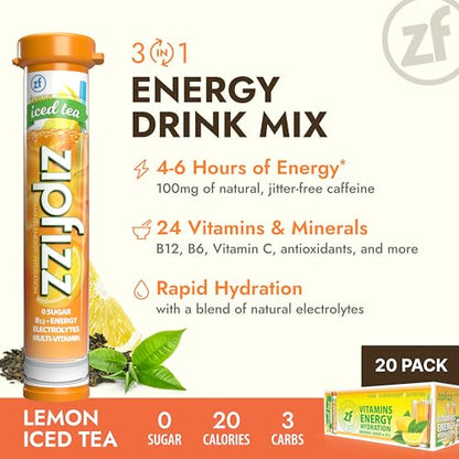 Zipfizz Energy Drink Mix, Electrolyte Hydration Powder with B12 and Multi Vitamin, Berry (12 Count)