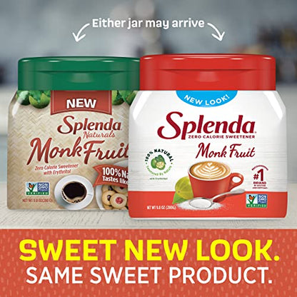 SPLENDA Monk Fruit Zero Calorie Plant Based Granulated Sweetener Jar, 19 oz