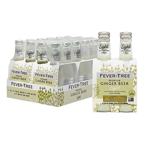 Fever Tree Ginger Beer - Premium Quality Mixer - Refreshing Beverage for Cocktails & Mocktails. Naturally Sourced Ingredients, No Artificial Sweeteners or Colors - 150 ML Cans - Pack of 24