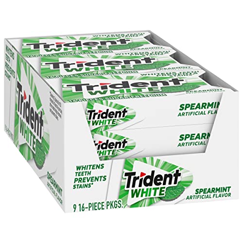 Trident White Peppermint Sugar Free Gum, 16 Count (Pack of 9)