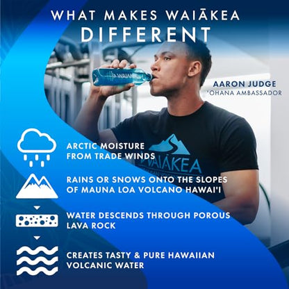 Waiakea Hawaiian Volcanic Water, Naturally Alkaline, 100% Recycled Bottle, 16.9 Fl Oz (Pack of 24)