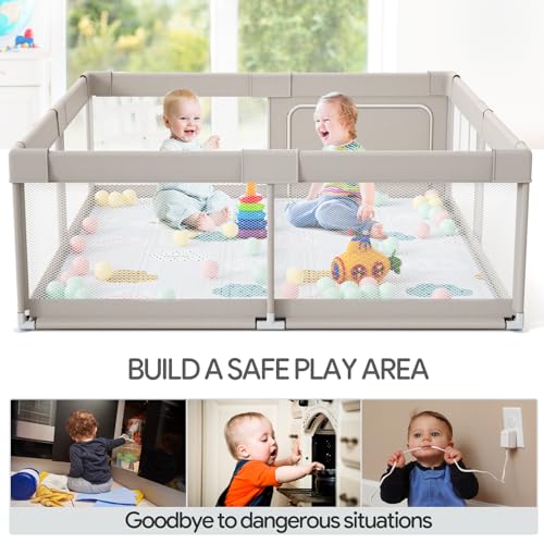 Fodoss Baby Playpen, Playpen for Babies & Toddlers, 47x47 Small Baby Play Pen,Toddler Playpen for Apartment,Play Yard for Baby,Baby Activity Play Fence, Extra Large Baby Playard