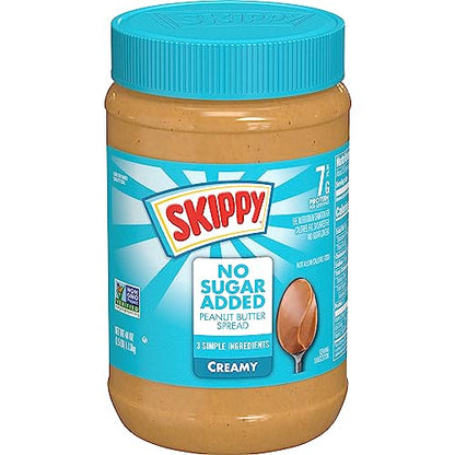 SKIPPY Creamy Peanut Butter Spread, No Sugar Added, 40 oz jar