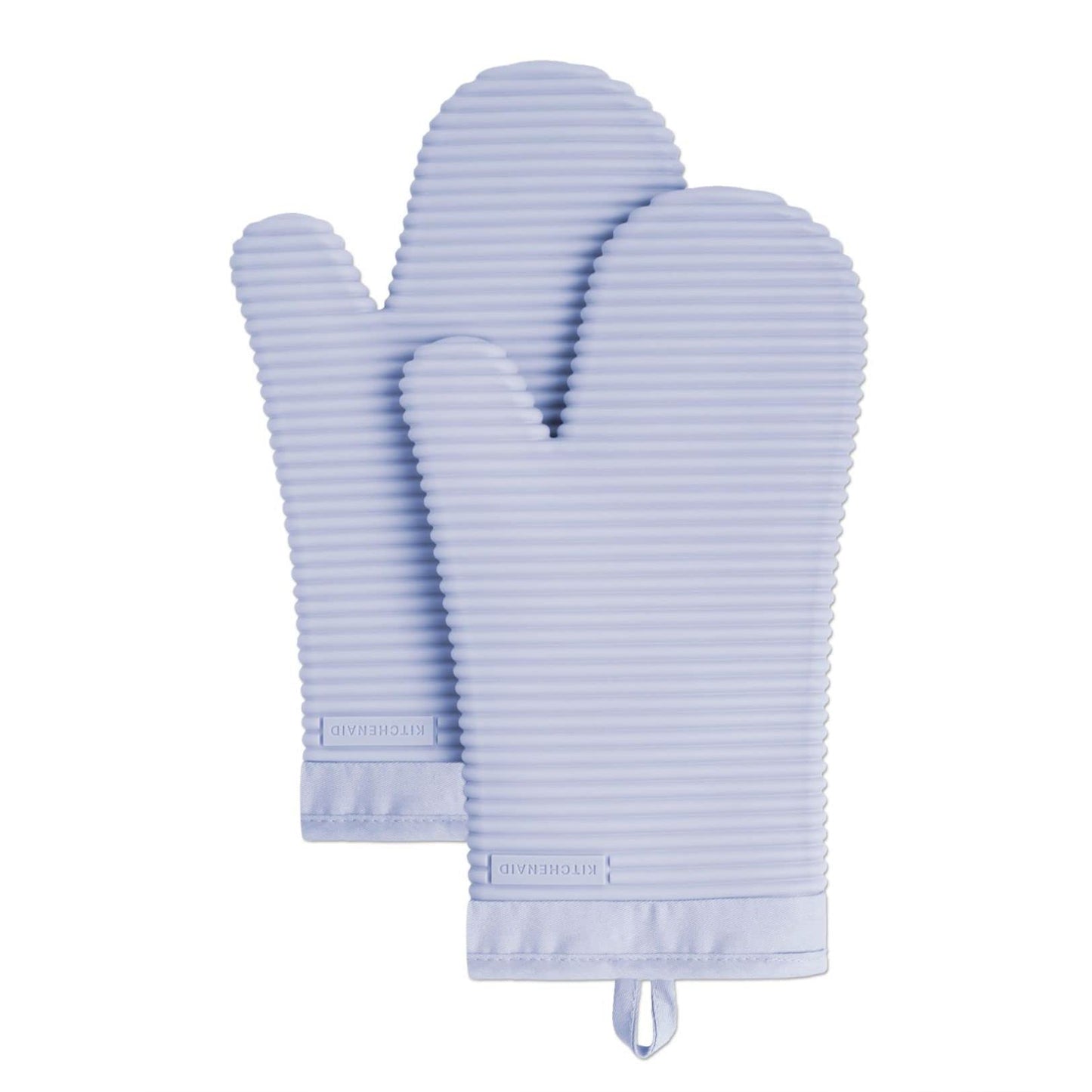 KitchenAid Ribbed Soft Silicone Oven Mitt Set, 7"x13", Milkshake 2 Count